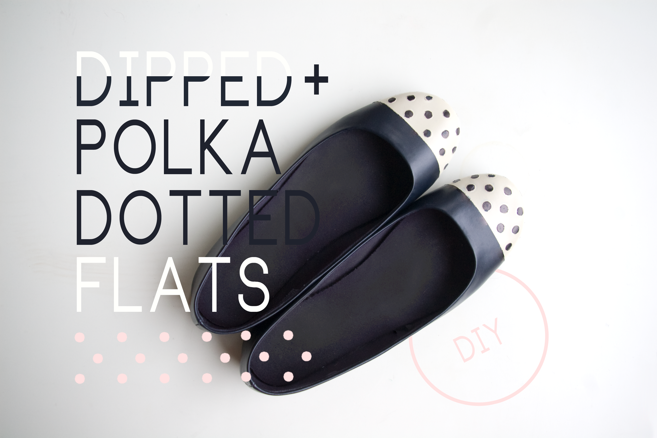 DIY dipped toe and polka dotted flats shoes
