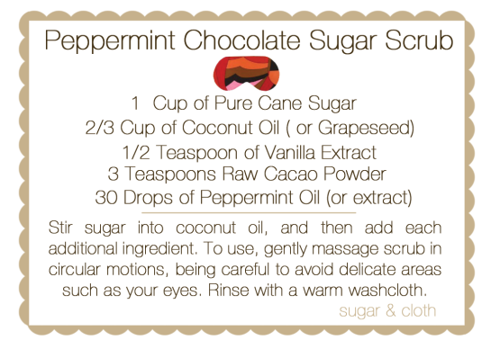 peppermint chocolate sugar scrub recipe label