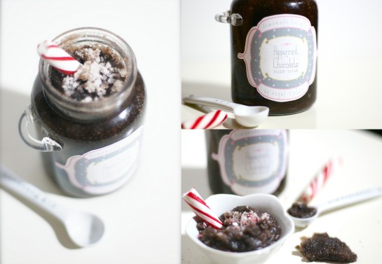 peppermint chocolate sugar scrub recipe and label